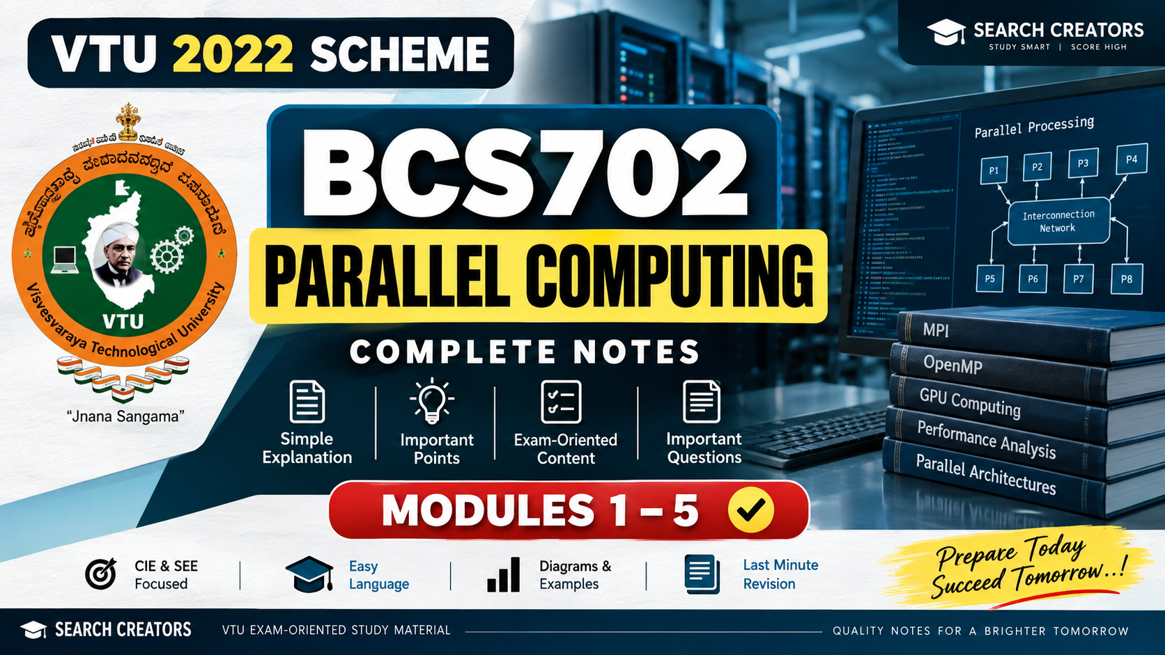 BCS702 Parallel Computing Notes – VTU 2022 Scheme 7th Semester CSE | Modules 1–5