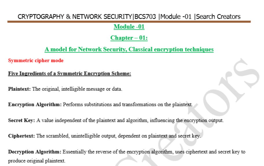 CRYPTOGRAPHY & NETWORK SECURITY ,(BCS703 ) 
