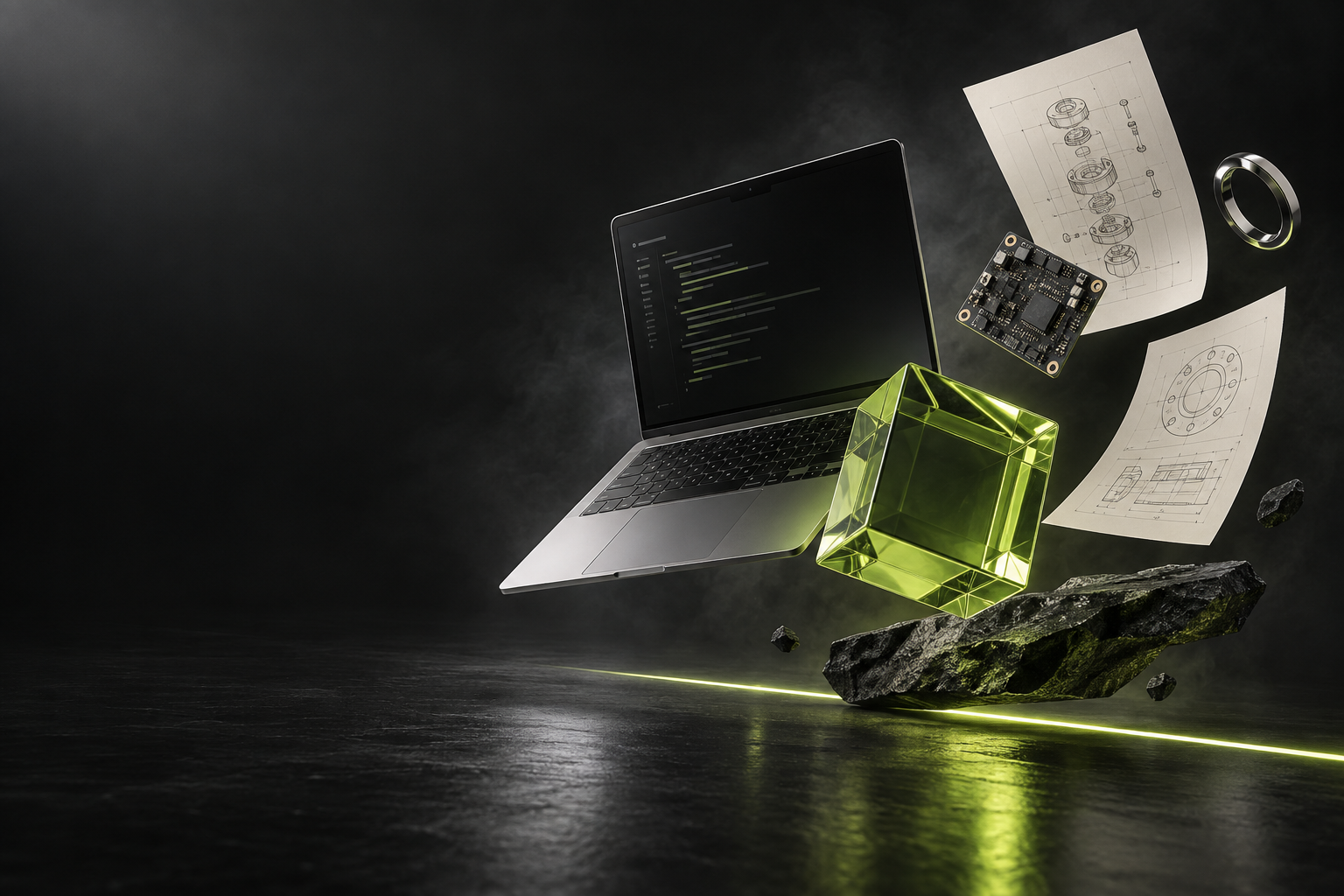 Laptop, circuit board and engineering drawings
